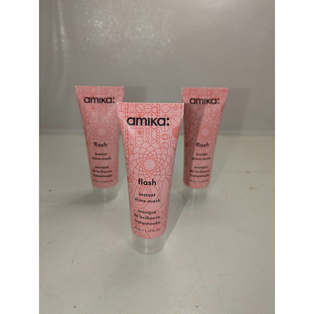 amika Flash Instant Shine Hair Mask 1 fl oz Sealed Sample Lot of 3
